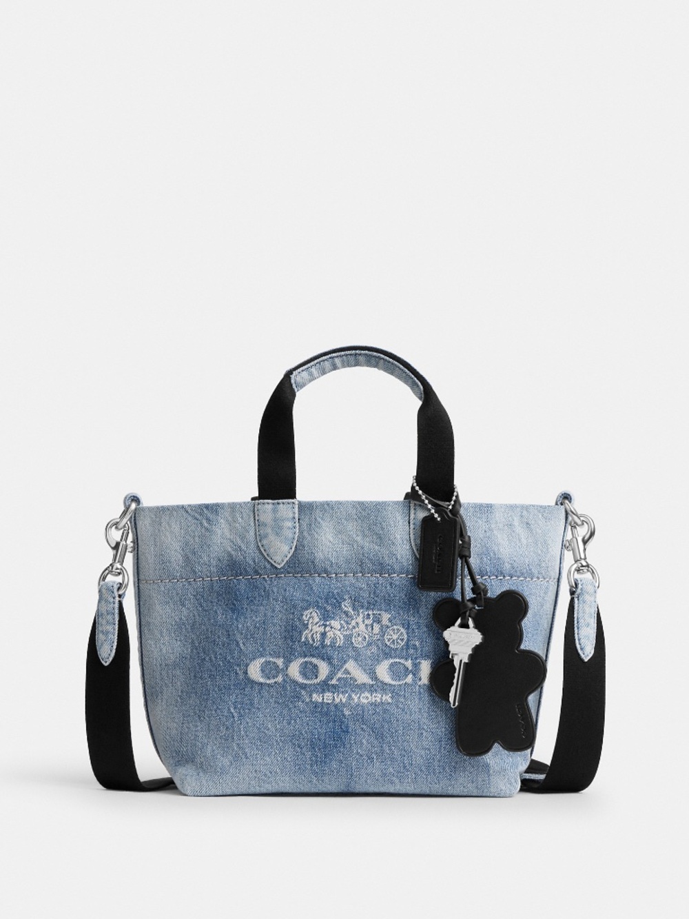 Coach Outlet Men's Mini Tour Tote Bag In Loved Denim - Picture 5 of 7